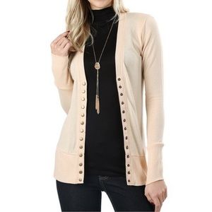 Zenana Outfitters V Neck Long Sleeve Snap Button Down Cardigan